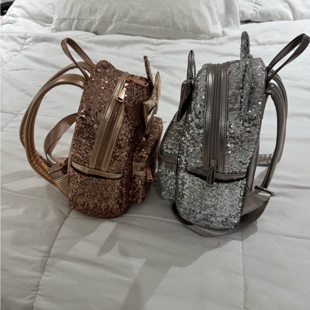 Loungefly Silver Backpack / Rose Gold Sequin Back… - image 3
